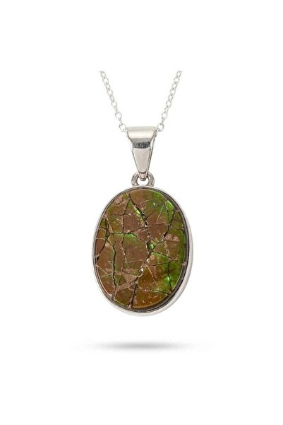 craftmystic Colier Argint 925 cu Amolit Oval - Prosperitate, Protectie si Ene...