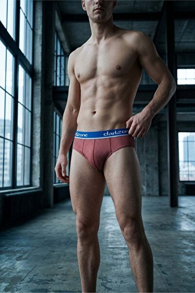 darkzone Men's Dot Patterned Red Cotton Elastic Slip Underpants