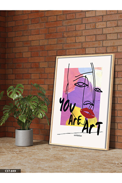 Evinemoda Linear Colorful Portrait One Piece Wooden Framed Painting
