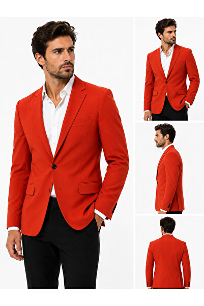 SABRİ ZENGİN Men's Slim Fit Single Button Blazer Jacket