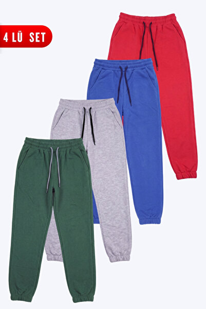 FYK KİDS 4-Pack Boys' Double Pocket Elastic Cuffed Straight Jogger Sweatpants