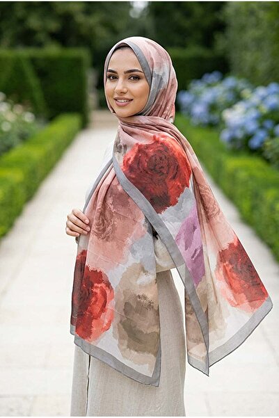 EBRUTESETTÜR Pastel Rose Patterned Shawl Series Gray
