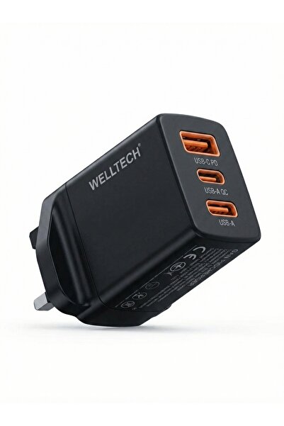 WELLTECHINTERNATIONAL WELLTECH GaN120 120W GaN Fast Charger 3-Port USB-C & US...