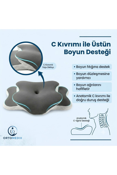 ORTOMEDİX Ağrısız Sabahlar İçin Ortopedik Visko Kelebek Yastık - Boyun ve Omu...
