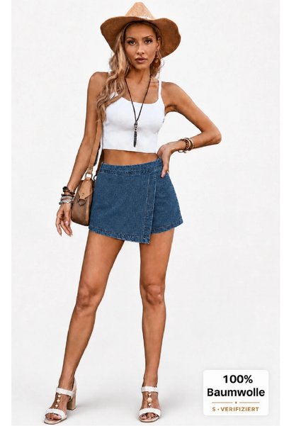 Generic Brand High Waist Skirt-Like Modern Shorts Design for Movement Freedom and Safe Use Denim Shorts Skirt