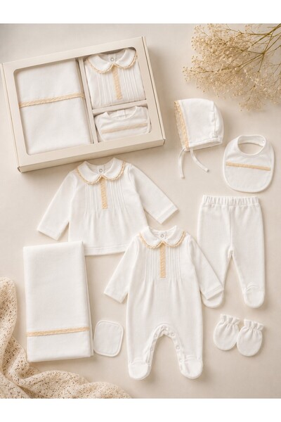 Arinpexa 7-Piece Fisto Detailed Newborn Girl Baby Hospital Release Set/100% C...