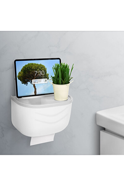 Alista Home Suport hârtie igienică, dulap alb, plastic, cu sertar, poliță opț...