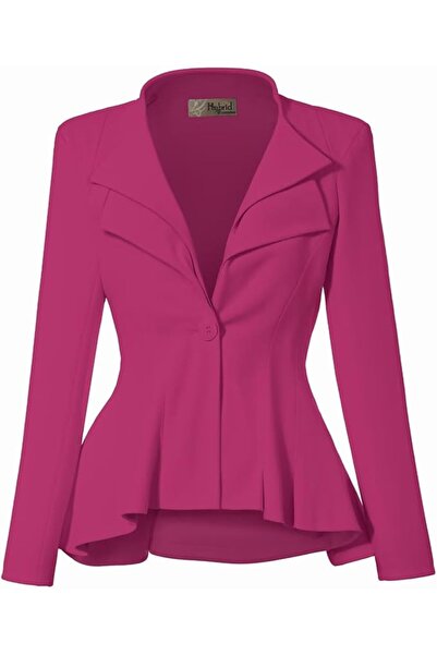 Hybrid & Company Women Double Notch Lapel Sharp Shoulder Pad Office Blazer | ...