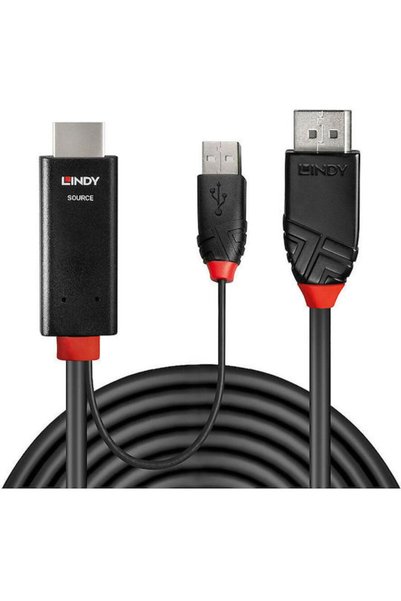 LİNDY Καλώδιο DisplayPort αρσενικό - HDMI αρσενικό 3μ Μαύρο (41500)