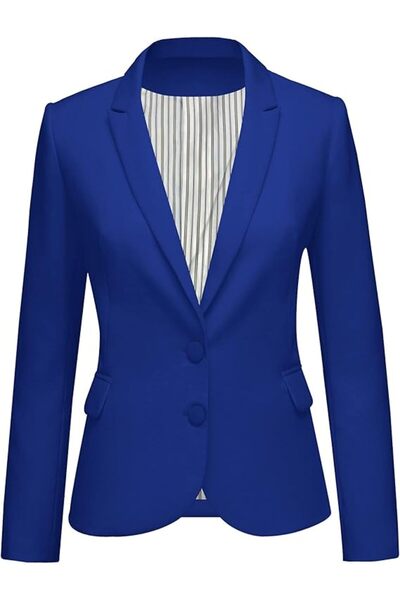 LOOKBOOKPB سترة بليزر نسائية من LookbookStore بجيوب وياقة مطوية وأزرار للعمل ...