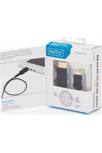 Digitus Καλώδιο HDMI αρσενικό - mini HDMI αρσενικό 2μ Μαύρο Κωδικός: DB-33012...