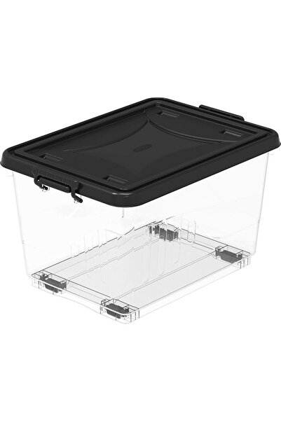 Cosmoplast Plastic Storage Box Clear With Wheels And Latch-Locking Lid 33 Liters