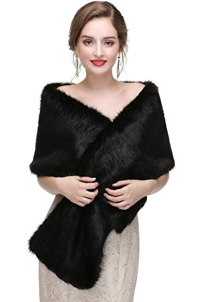 GENERAL Faux Fur Shawl Wrap Stole Shrug Winter Bridal Wedding Cover Up