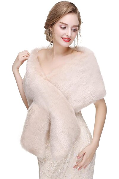 GENERAL Faux Fur Shawl Wrap Stole Shrug Winter Bridal Wedding Cover Up
