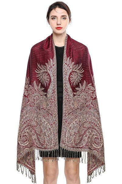 GENERAL Pashmina Scarf for Women Warm Wrap Feel Shawl Paisley Hijab in Rich C...