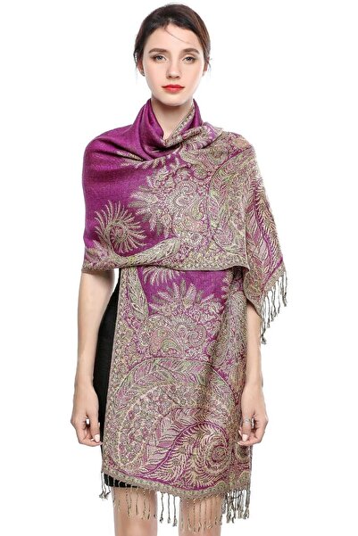 EASELAND Pashmina Scarf for Women Warm Wrap Feel Shawl Paisley Hijab in Rich ...