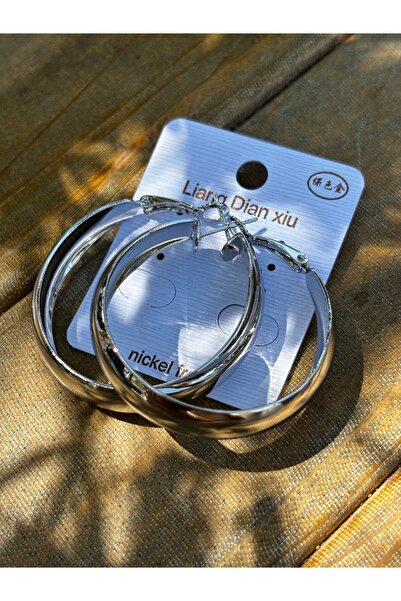MODA Your Name Is Silver Color Steel Curved Hoop Earrings Stylish Modern Design