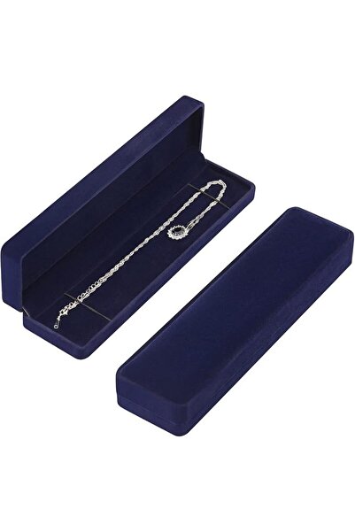 LETURE 2 Pieces Long Velvet Jewelry Chain Necklace Gift Box Set, Bracelet Sto...