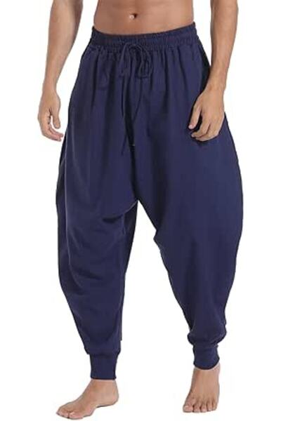 GENERAL AITFINEISM Men Harem Pants Comfortable Elastic Waist Pants Fashion So...