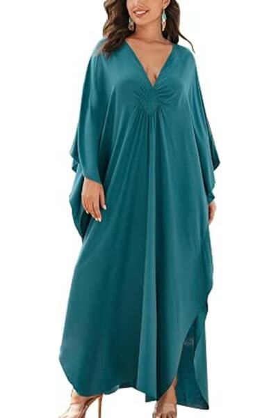 YouKD Women's Long Kaftan Maxi Dress Boho Swimsuit Beach Cover Up Robes One S...