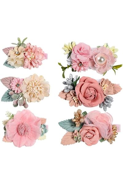 KASTWAVE Flower Hair Clip Set for Baby Girls, 6Pcs Delicate Floral Barrettes ...