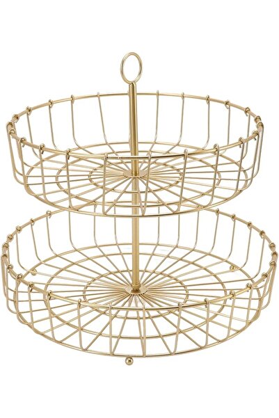 GENERAL 2 Tier Fruit Basket, Country Wire Baskets Two Tier Wire Basket Stand ...