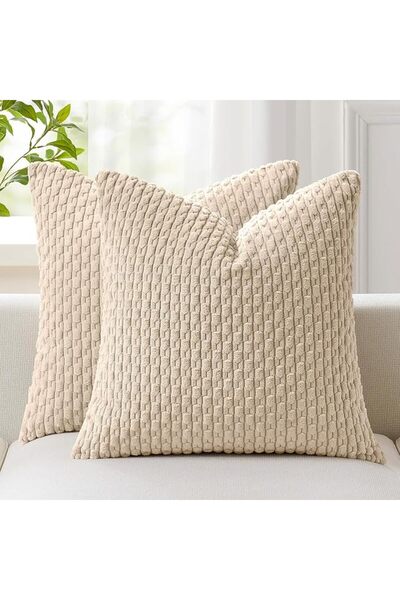 K KEVIN TEXTILE 2 Packs Decorative Throw Pillow Covers 18x18 Inch for Living ...