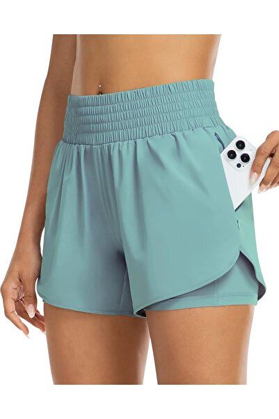 GENERAL YEZII Womens High Waist Running Shorts Athletic Workout Quick Dry Sho...