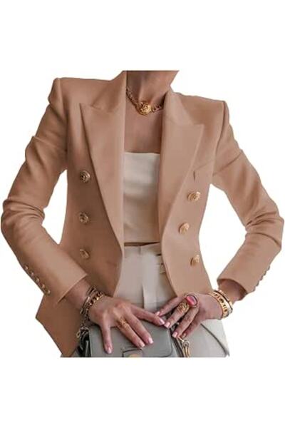 GENERAL Women's Long Sleeve Solid Colour Blazer Casual Work Office Blazer Lap...