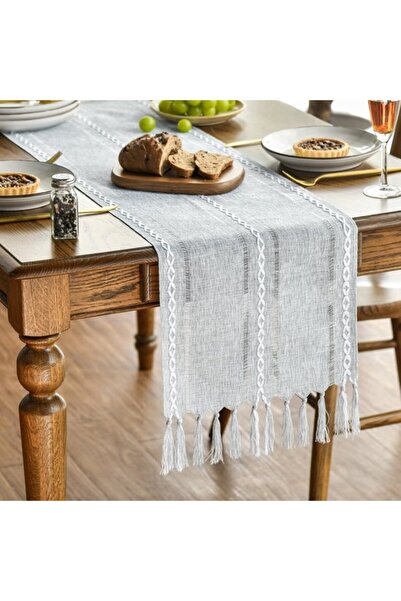 Generic Brand Table runner, bohemian style, cream, country style, tassels, wa...