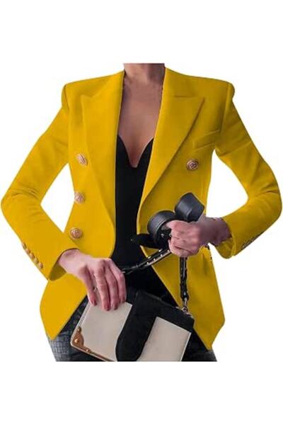 GENERAL Women's Long Sleeve Solid Colour Blazer Casual Work Office Blazer Lap...