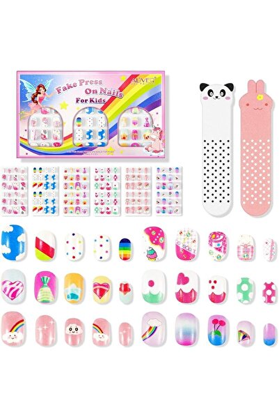 aliverystore أظافر صناعية للأطفال، 144 قطعة، أظافر وهمية للأطفال، أطراف أظافر...