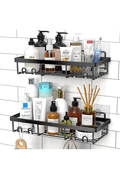 Nnewvante Shower Caddy Shelf Organization, No Drill Self Adhesive Black Bathr...
