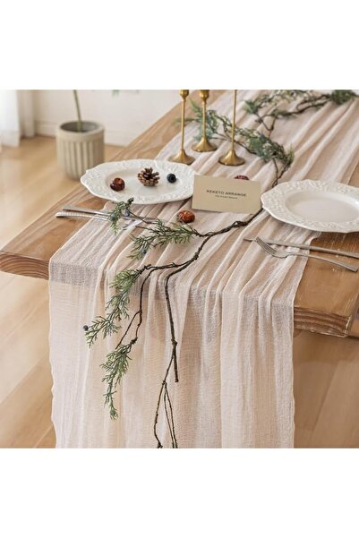 GENERAL Keketo Fall Thanksgiving Table Runner Terracotta Rust Gauze 120 Inch ...