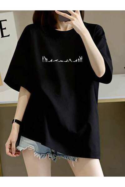 23ERVA Casual Women's Minimalist Text Design, Pure Cotton T-Shirt, Summer Wea...