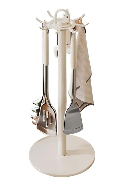 Arabest Kitchen Utensil Rack,Stainless Steel Rotating Utensil Holder with 8 H...