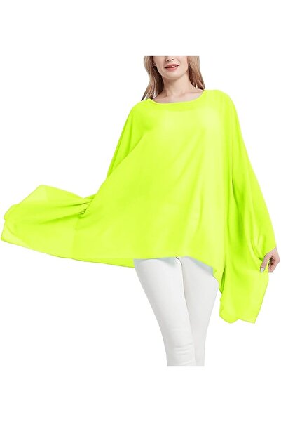 GENERAL Wiiiwish Women's Loose Solid Long Batwing Sheer Chiffon Caftan Wrap P...