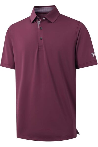 M MAELREG Men's Golf Polo Shirts Short Sleeve Striped Performance Moisture Wi...