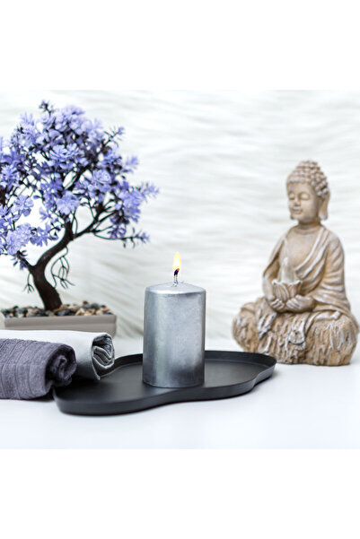 Alista Home Lumânare cilindrică, argintie, 130 g, fără parfum, decor pentru c...