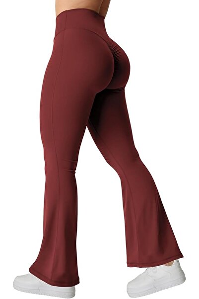 GENERAL YEOREO Kalie Flare Scrunch Leggings for Women V Cross Waist Bell Bott...