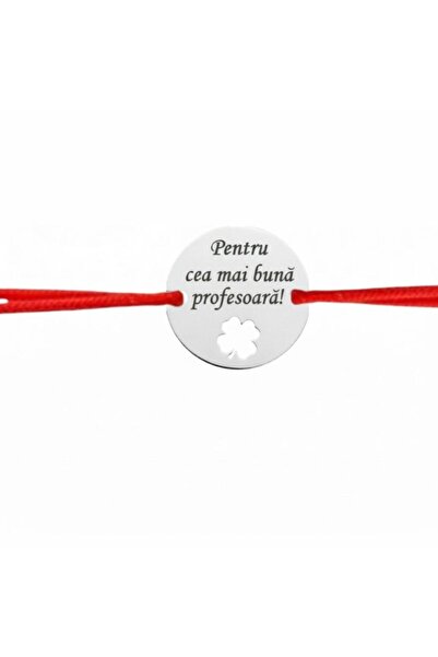 OEM Brățară cu șnur și o monedă de 13mm cu mesajul „Teacher”, din argint AG92...