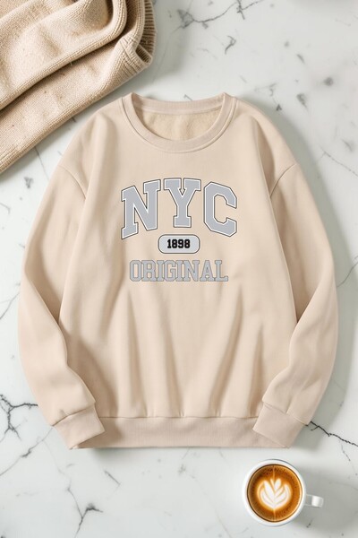 trendypassion Hanorac unisex cu imprimeu original Nyc, cu guler tip crewneck