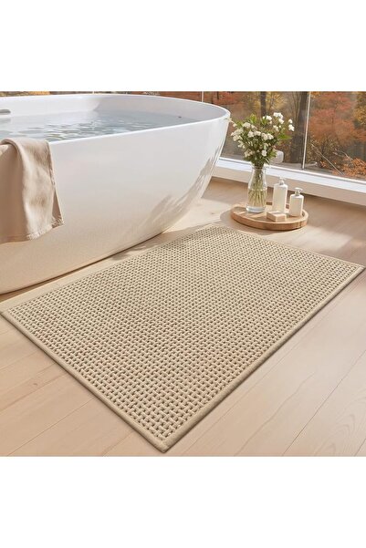 Color Geometry Color&Geometry White Chenille Bathroom Rugs 44x75 cm- Non Slip...