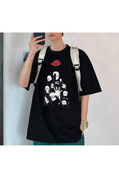 DEEFWEAR Mingalondon Naruto Uchihas Printed Black Unisex Oversize T-Shirt