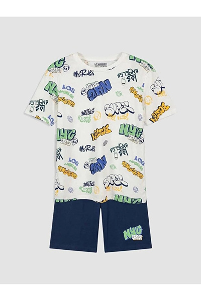 LC Waikiki Crew Neck Boys' Pajama Set with Shorts