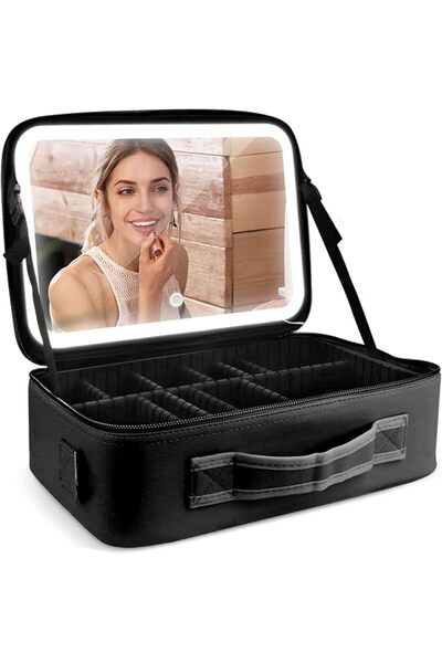 UANDME Uandhome Large Makeup Train Case with Mirror and Light, Travel Makeup ...