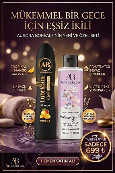 AuroraBoreale Premium Kayganlık Mango Aromalı Kayganlaştırıcı Jel Beyaz Çiçek...