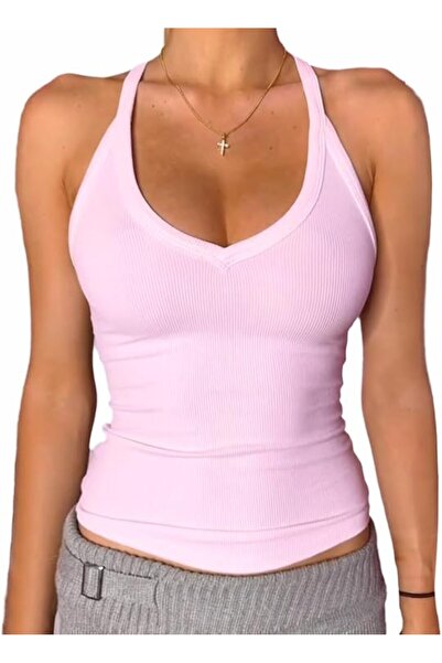 GENERAL Danysu Women's V Neck Racerback Padded Ribbed Long Fitted Basic Cami ...