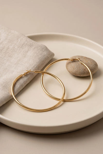 shopwave 316L Steel Gold Color 66 mm Hoop Earrings