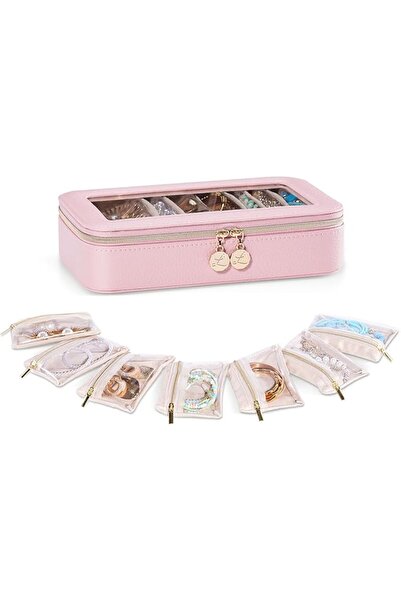 Lolalet 8 in 1 Travel Jewelry Case with Velvet Pouches, Clear Window Travel J...